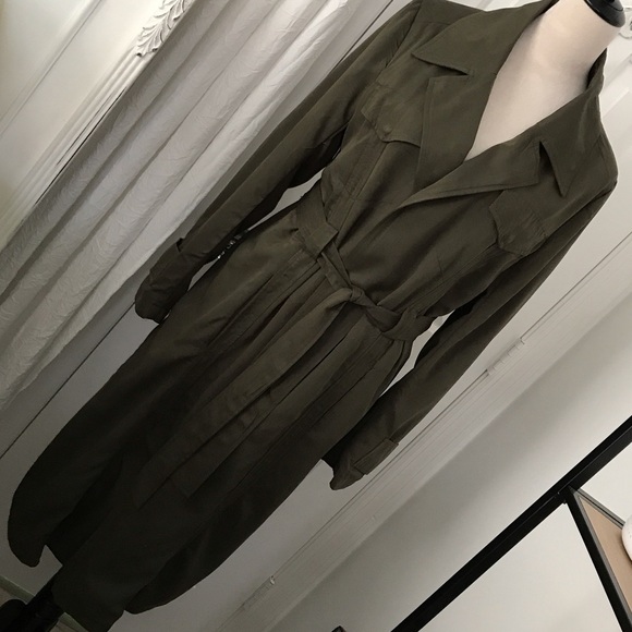 New York & Company Olive Trench Coat - Picture 1 of 12